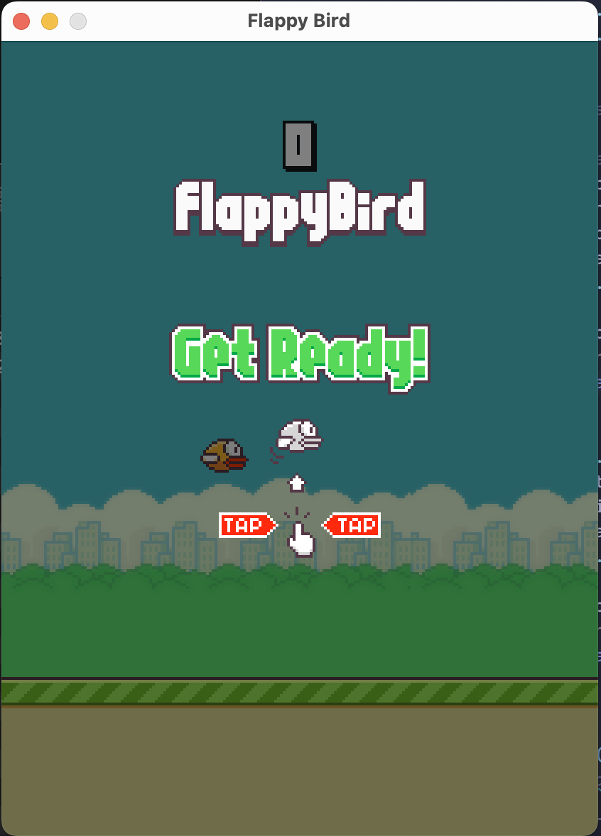 Flappy bird ready to play screen